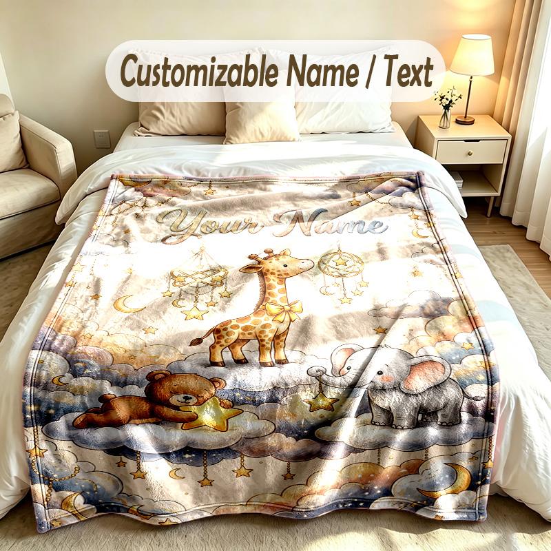 Adventure Travel Theme Custom Blanket Personalized Name & Text Customized Soft Warm Throw Blanket Home Decor