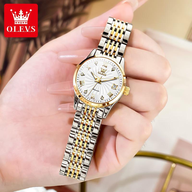 Oulishi Women's Automatic Diamond-Set Dual Calendar Waterproof Watch