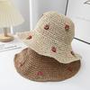 Summer Hat Women Strawberry Pattern Sunscreen Big Brim Fisherman Cap Sun Hat Foldable Sunshade Seaside Beach Accessories Sunhat