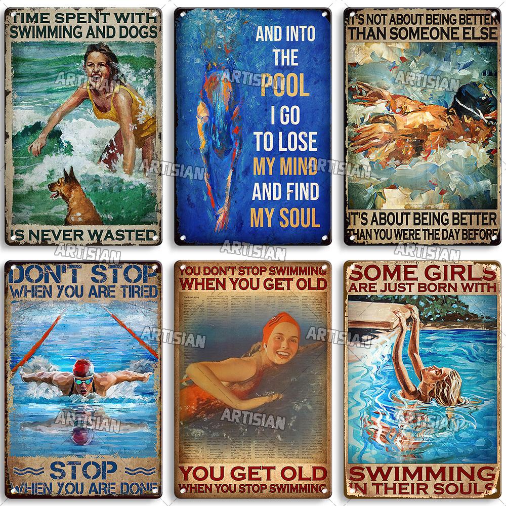 Artisian Sport Metal Sign Swimming Tin Poster Diving Decorative Plate Wall Decor Garage Bar Pub Club Hotel Cafe Kitchen Home
