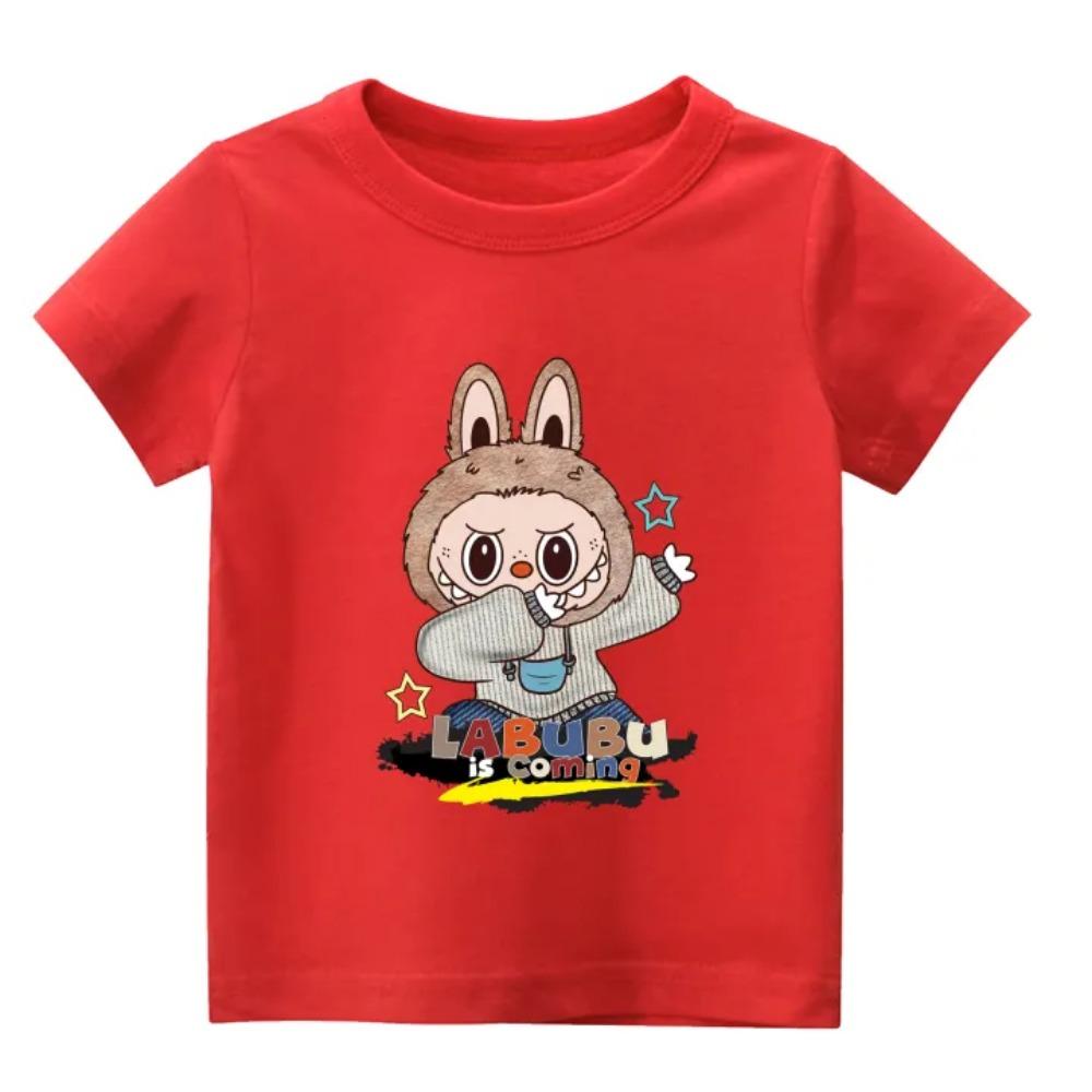 

2025 New Children s T-shirt Casual Style LABUBU Printed Round Neck Short Sleeve Casual Girls Top 110