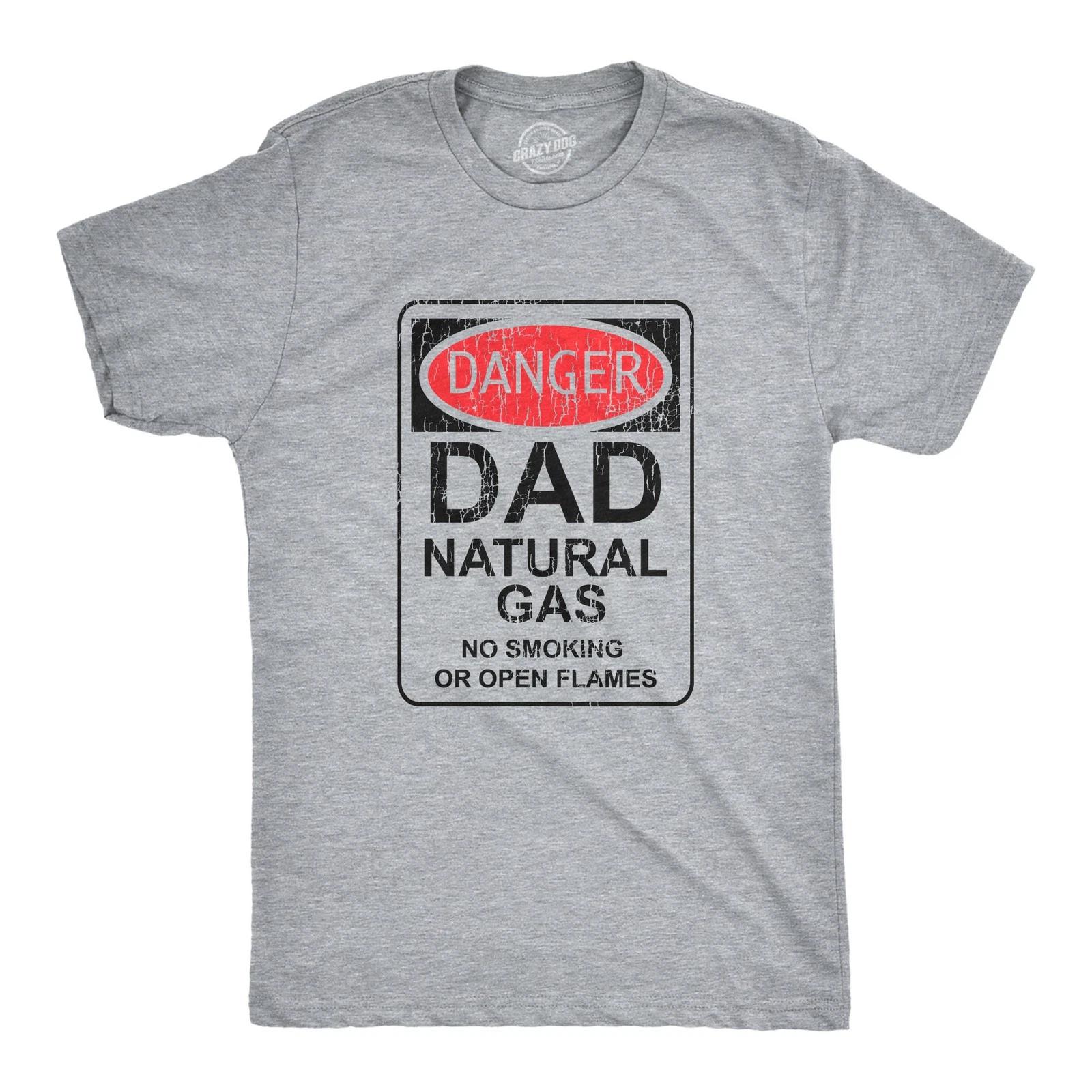 Mens Danger Dad Natural Gas T Shirt Funny Farting Father Warning Sign Tee for XS
