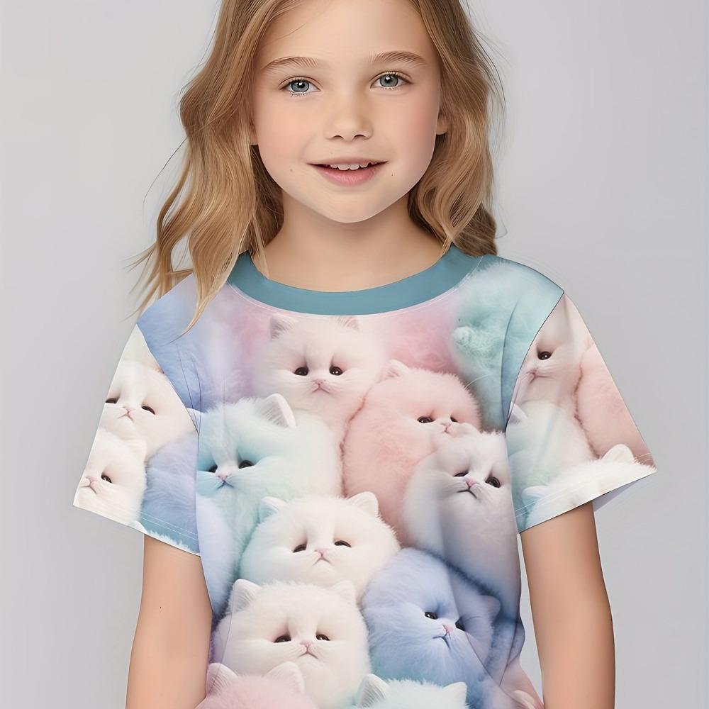 Children's Clothing Girl T-Shirts Short Sleeve Children T-Shirt Cute Pattern Print Casual Girl Clothes Kids Summer Clothes Tops