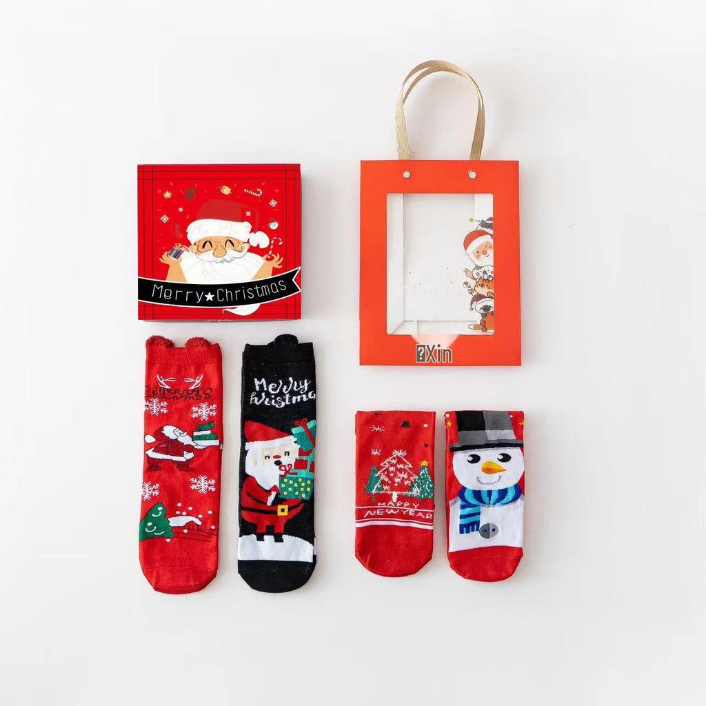 3D Cartoon Christmas Stocking Gift Set: Cute Mid-tube Women’s Socks for Autumn & Winter