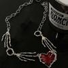 Punk Creativity Goth Red Color Love Heart Necklace Female Hip Hop Accessories All-match Personality Clavicle Chain Charm Jewerly