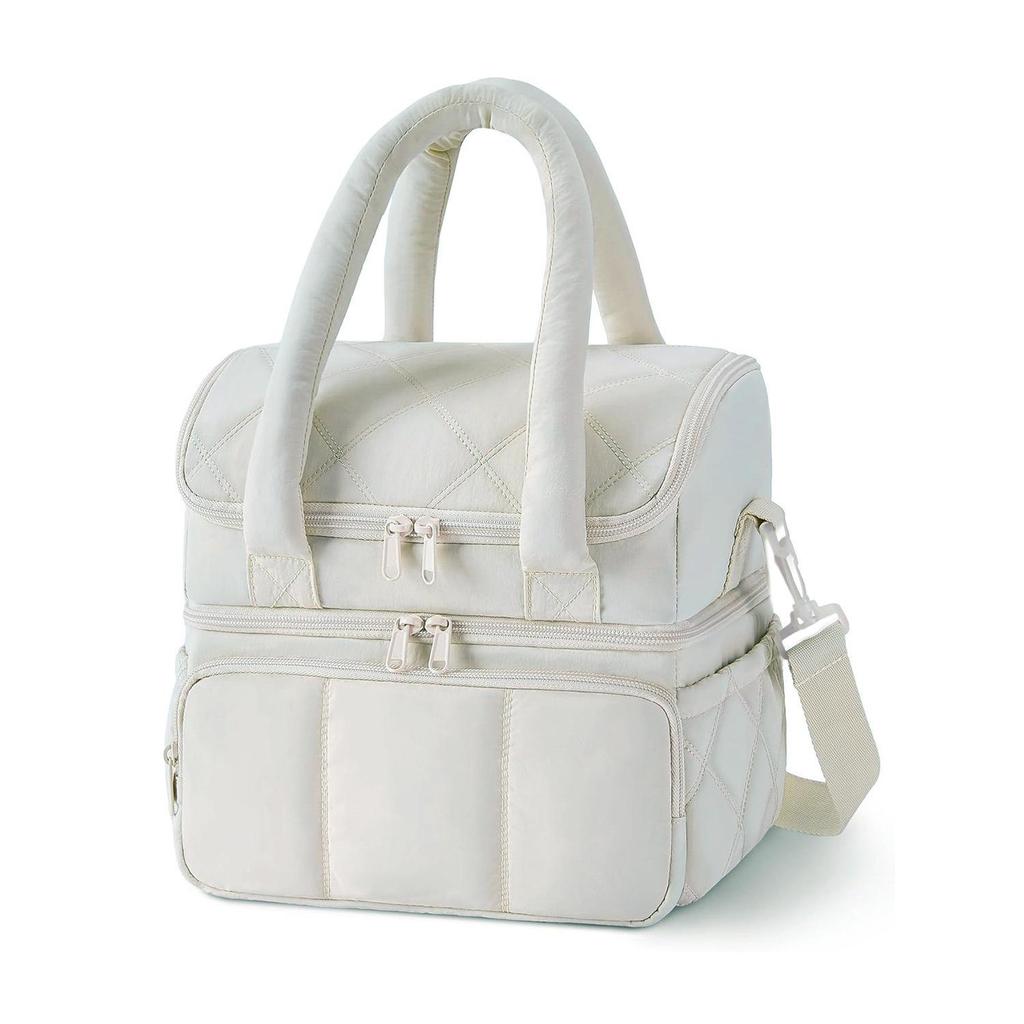 Borsa Termica Doppia Strato Imbottita Trapuntata da Donna per Lavoro Pendolarismo Bento