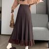 Autumn Winter Women's Knitted Pleated Skirt Long High-waist A-line Skirt