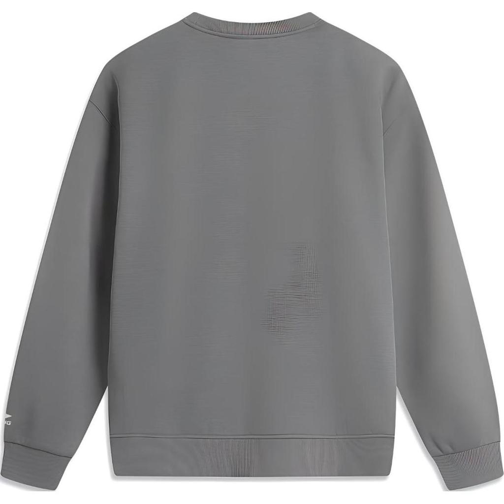 Li Ning Sports Lifestyle Series Anti-Static Anti-Bacterial Warm Letter Long Sleeve Pullover Round Neck Fleece Sweatshirt Men sweatshirt AWDUC95-4