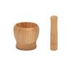 Garlic Pounding Bowl Set With Wooden Finish and Hand Pestle for Seasoning Use During Family Meal Making at Table