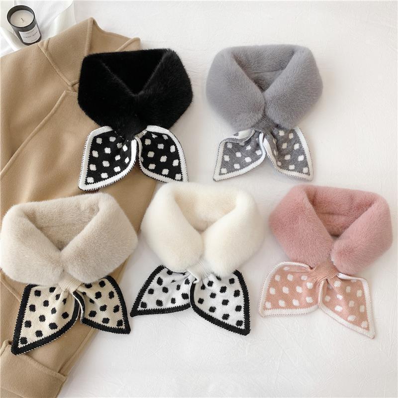 Scarf Women's Autumn and Winter Plush Cross Scarf To Keep Warm Imitation Rex Rabbit Fluffy Scarf