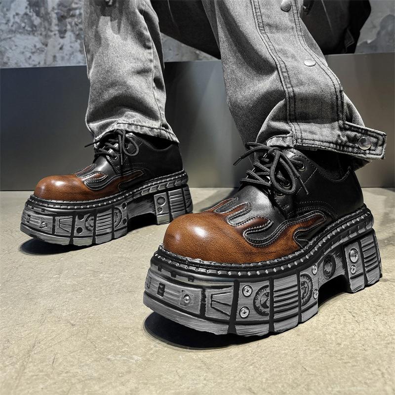 Woman Sneakers New Punk Style Women Shoes Gothic Ankle Rock Boots Lace-up Heel Height Platform Shoes Woman Metal Decor