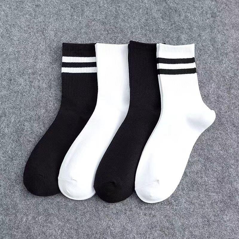 Damen Frühling und Herbst Streifen Zwei Balken Preppy Stil Freizeit Sport Tube Socken