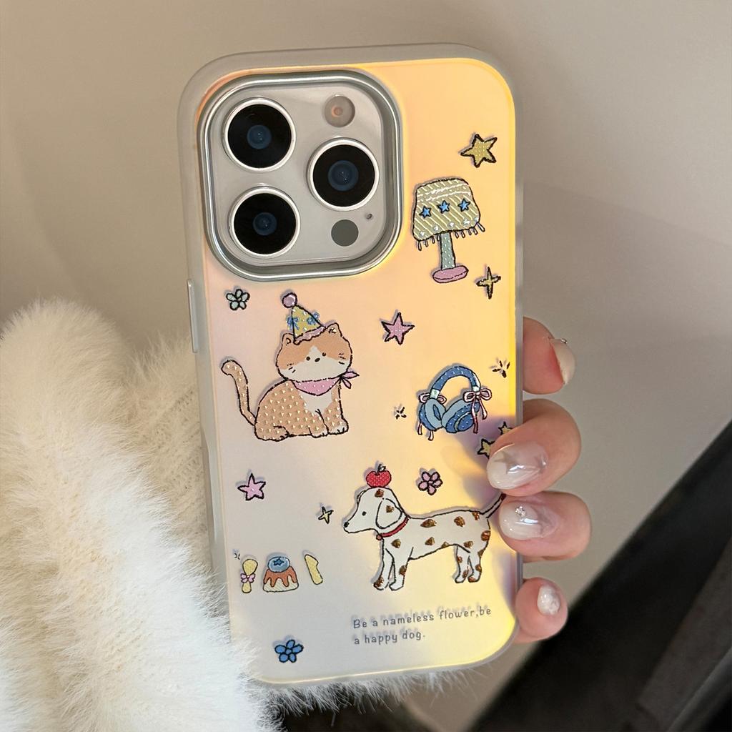 Gilt Cute Pet for IPhone17 Phone Case 16 Laser 15 Promax 14 Cartoon 11 Electroplating
