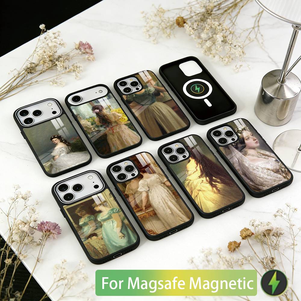 Girl Art Painting Phone Case For iPhone17,16,15,14,13,12,11 Plus,Pro Magnetic with Magsafe Wireless Charging