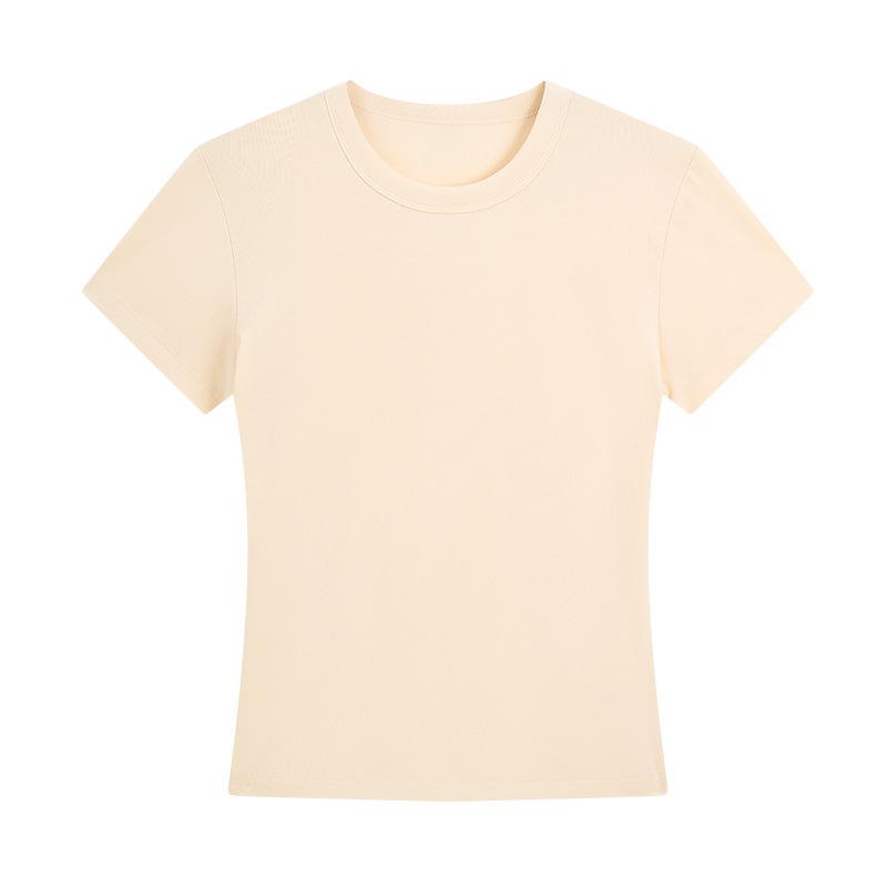 Women's Straight Shoulder Slim Fit T-Shirt - Short Sleeve, Versatile Summer Top