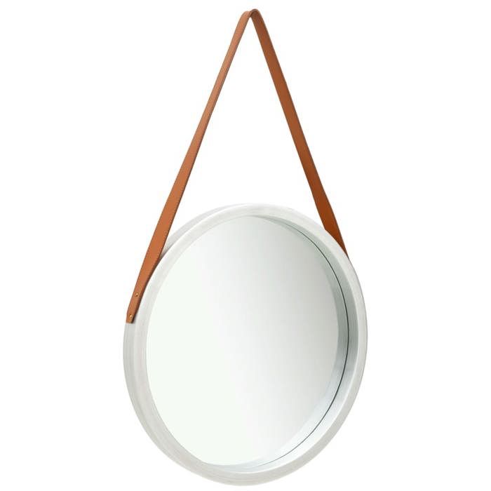 VidaXL Wall Mirror with Strap 50 Cm Silver 320366