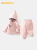 DUUDUU Baby Girl Padded Set: New 2025 Korean Style Cotton Outfit for Toddlers - Autumn/Winter.