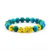 Pixiu Armband Feng Shui Rijkdom en Geluk Armband Heren Polsband Goudkleur Obisidiaan Steen Kralen Zwart Zes Karakter Cadeau