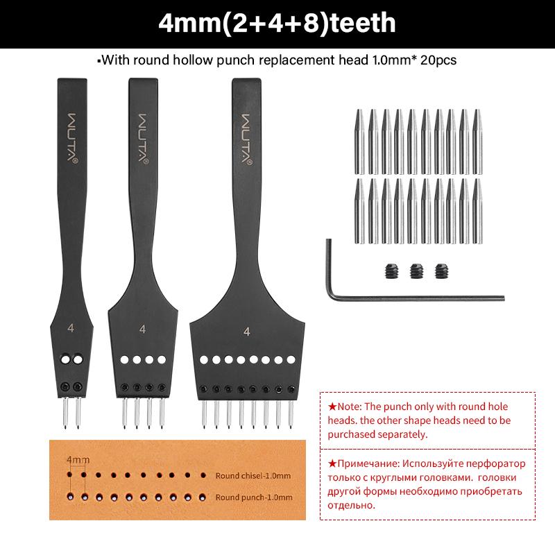 

WUTA 3G Leather Punches Head Replaceable Pricking Iron Removable Diamond Olive Round Hole French Style Chisel DIY Craft Tools