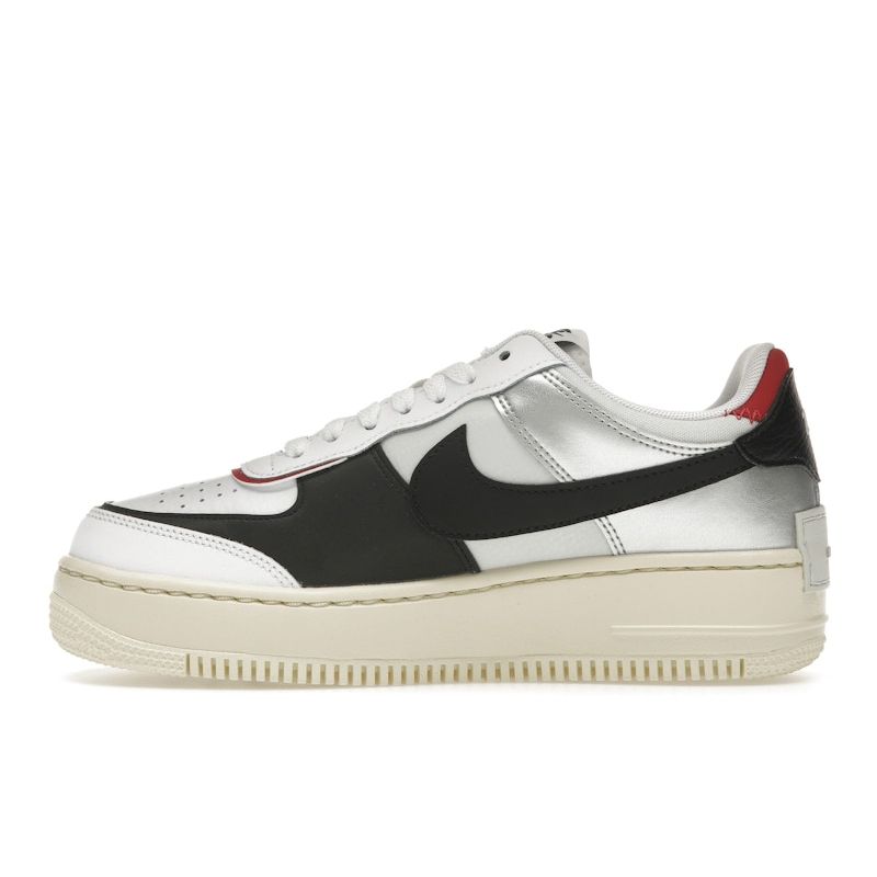 Nike Air Force 1 Shadow White Red Metallic Silver Women Sneakers Gym-Red Black FN6335-100