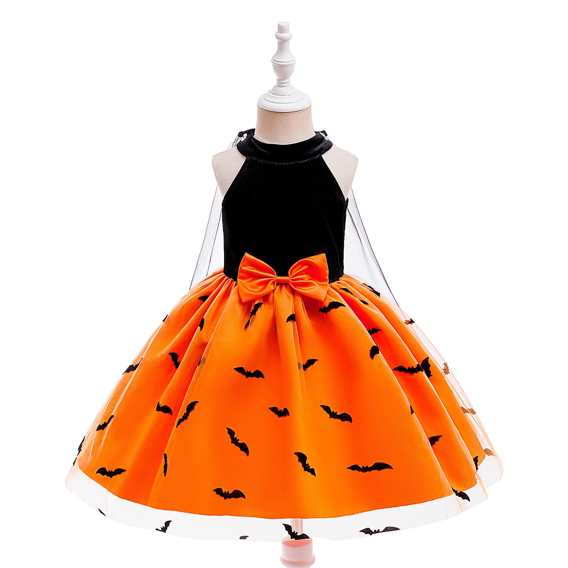 

European & American Halloween Bat Dress Costume with Mesh Cape for Girls 110 cm - 4 years
