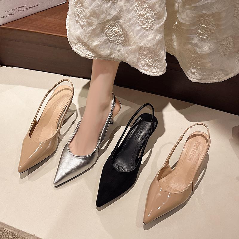 Luxury Elegant Summer New Europe and The United States Large Size Pointed Sandals Temperament with French Women's Shoes