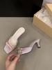 Purple stiletto high heels one-word cool slippers fairy shoes 2024 new summer fashion outside temperament sandals