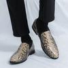 New British style men's hair stylist pattern suede lazy man slip-on bean loafers 46 plus-size pointed leather shoes