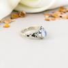 925 Sterling Silver Rainbow Moonstone Pear Shape Gemstone Ring For Women
