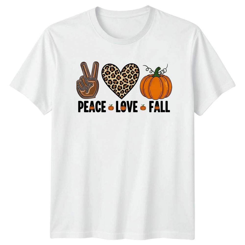 Peace Love Fall Unisexs TShirt Autumn Seasonal Gift For Her S