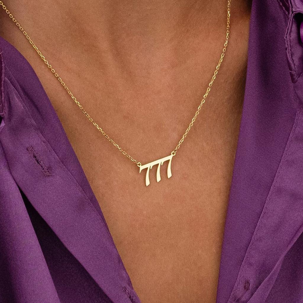 Angel Number Necklaces For Women 111 222 333 555 666 777 888 999 444 Devil Necklace Stainless Steel Pendant Men Bff Goth Jewelry