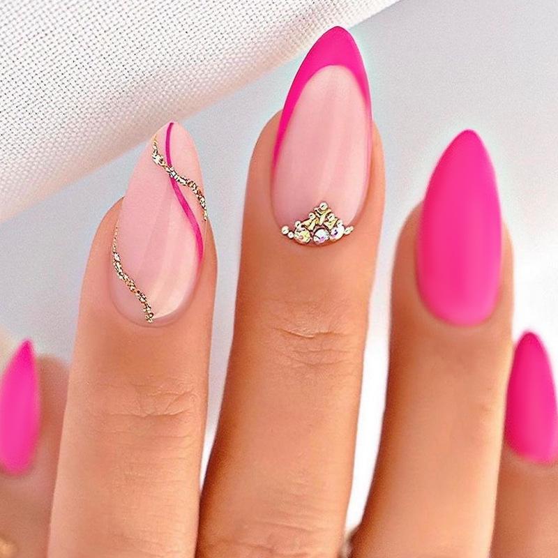 

Rose Pink Glitter Minimalist Press-On Nails