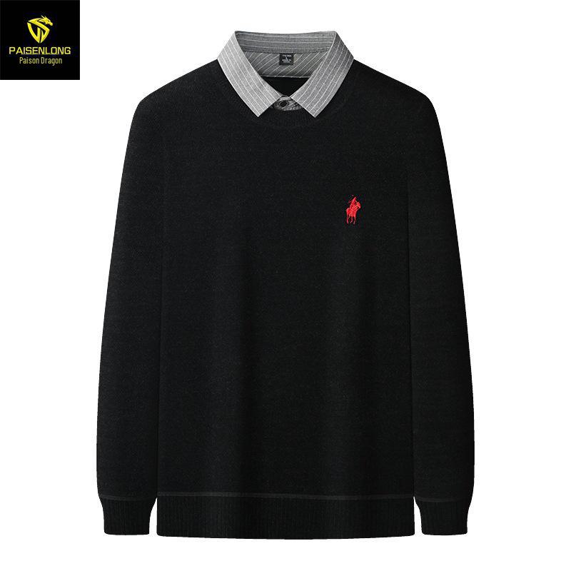 Paisong Herren Chenille Pullover: Samt Lagenlook, Herbst/Winter Dickstrick für Mittelalte.