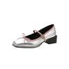 Square Toe High Heels Butterfly-knot Buckle Strap Ladies Shoes Mary Janes Block Heel Women Pumps Party Wedding Shoe