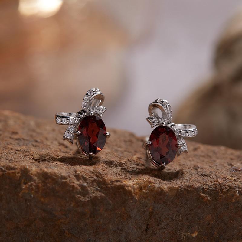 Natural Gemstone Bow Ring Women Trendy Colorful Crystal Jewelry