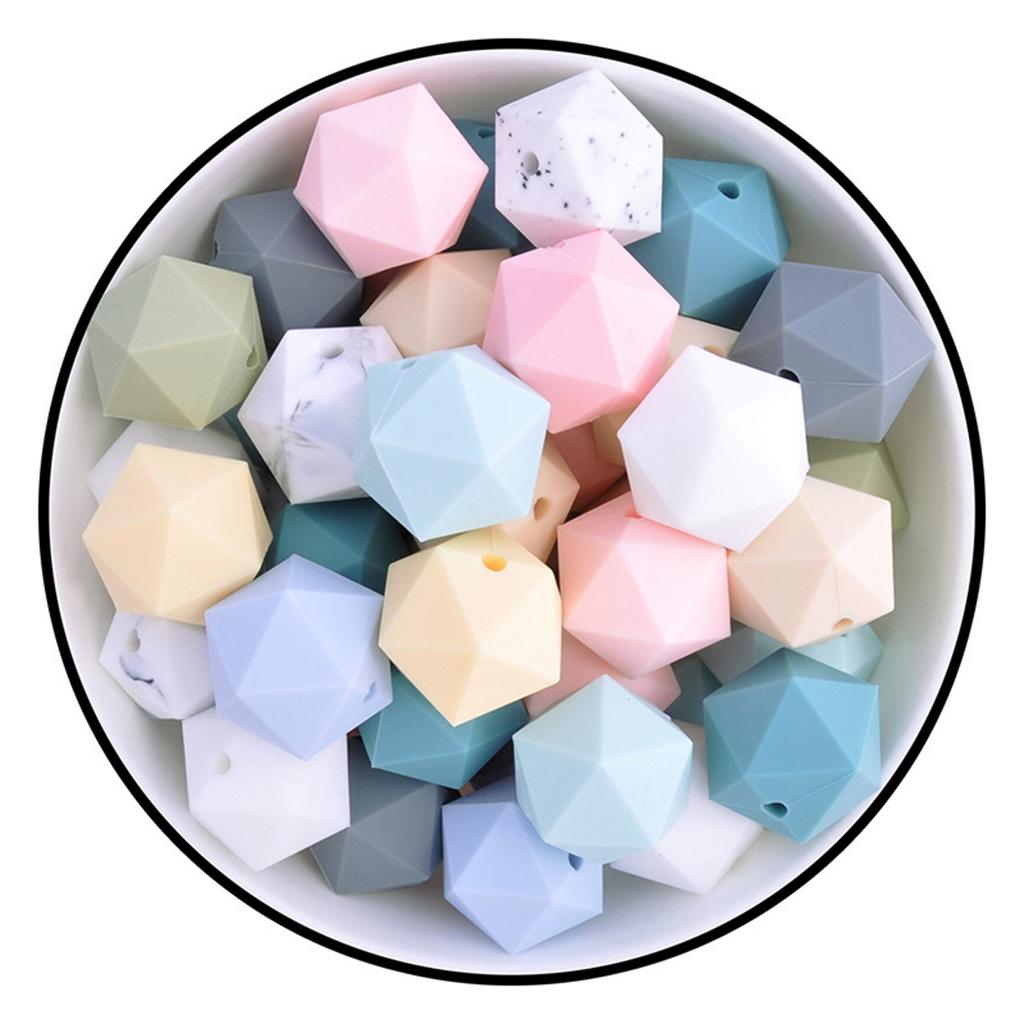 TX49 10Pcs 14mm Hexagon Solid Color Silicone Beads Jewelry DIY Necklace Bracelets Keychain Trend Handmade Accessories Jewelry