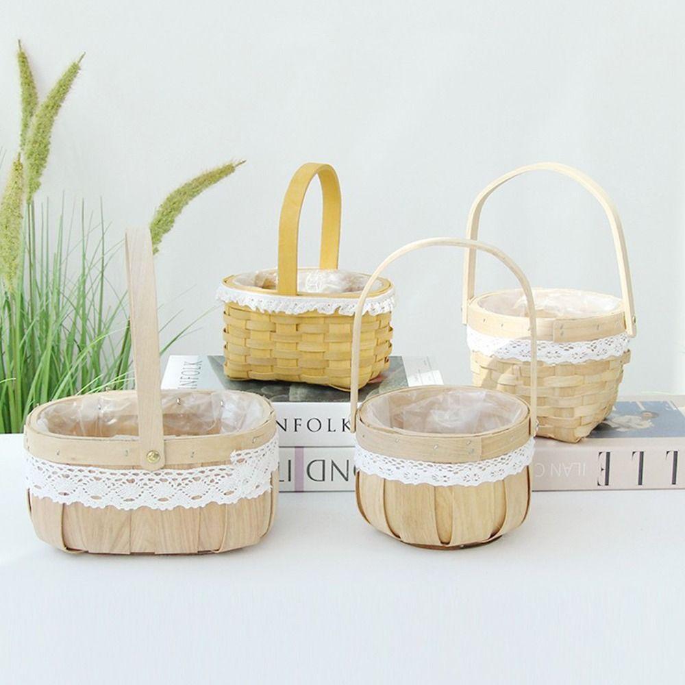 Mini Miniature Dollhouse Basket Fashion DIY Hand Woven Basket Handmade Paper Vine Handheld Flower Basket
