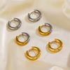 Punk Stainless Steel Plain Ring Round Hoop Earrings For Women Gold Copper 18K Plated 4Mm Thick Circle Loop Huggies Jewelry Gift