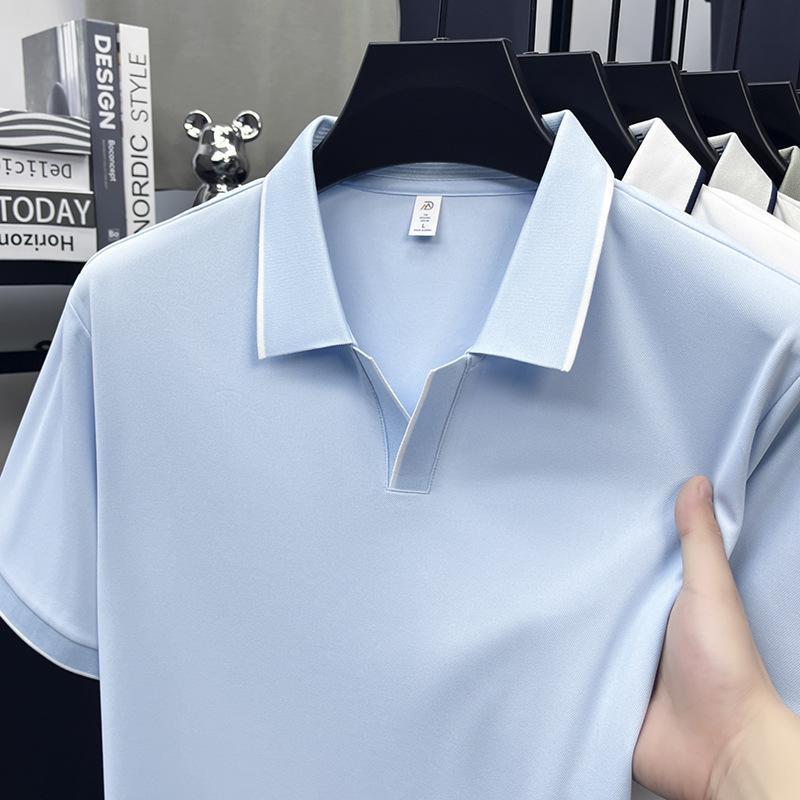 Men s Summer Short Sleeve Polo Shirt Lapel Collar Business Loose Fit Breathable Casual T-Shirt M