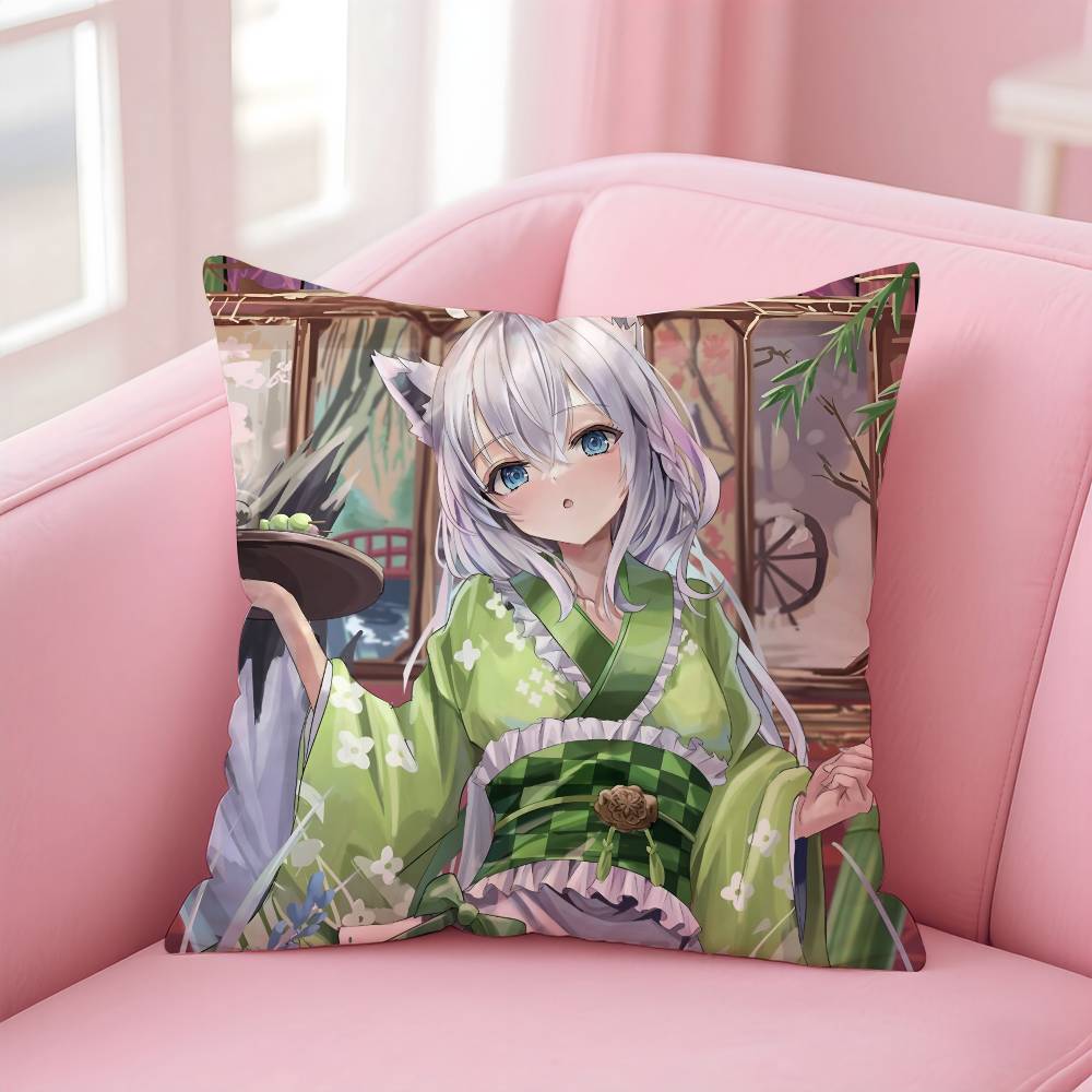 Cute S-Shirakami F-Fubuki Pillow Case Comfort Sofa Bed Silky elegant Invisible zipper Custom Decorative cushion cover
