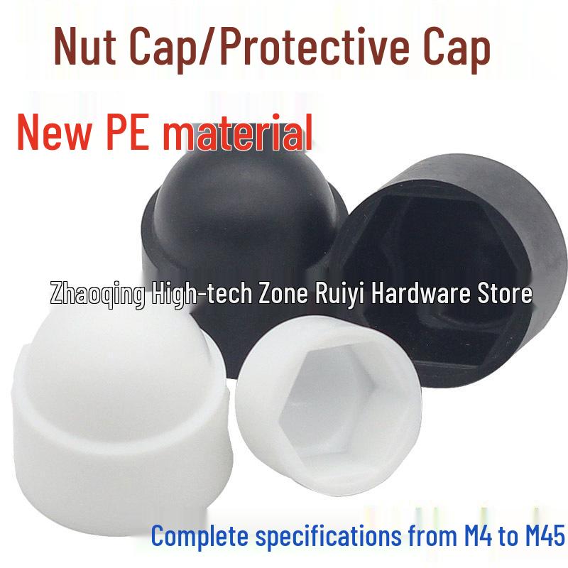 Black & White PE Cap Head Protective Covers for M4-M45 Bolts - Dustproof, Decorative Insulation