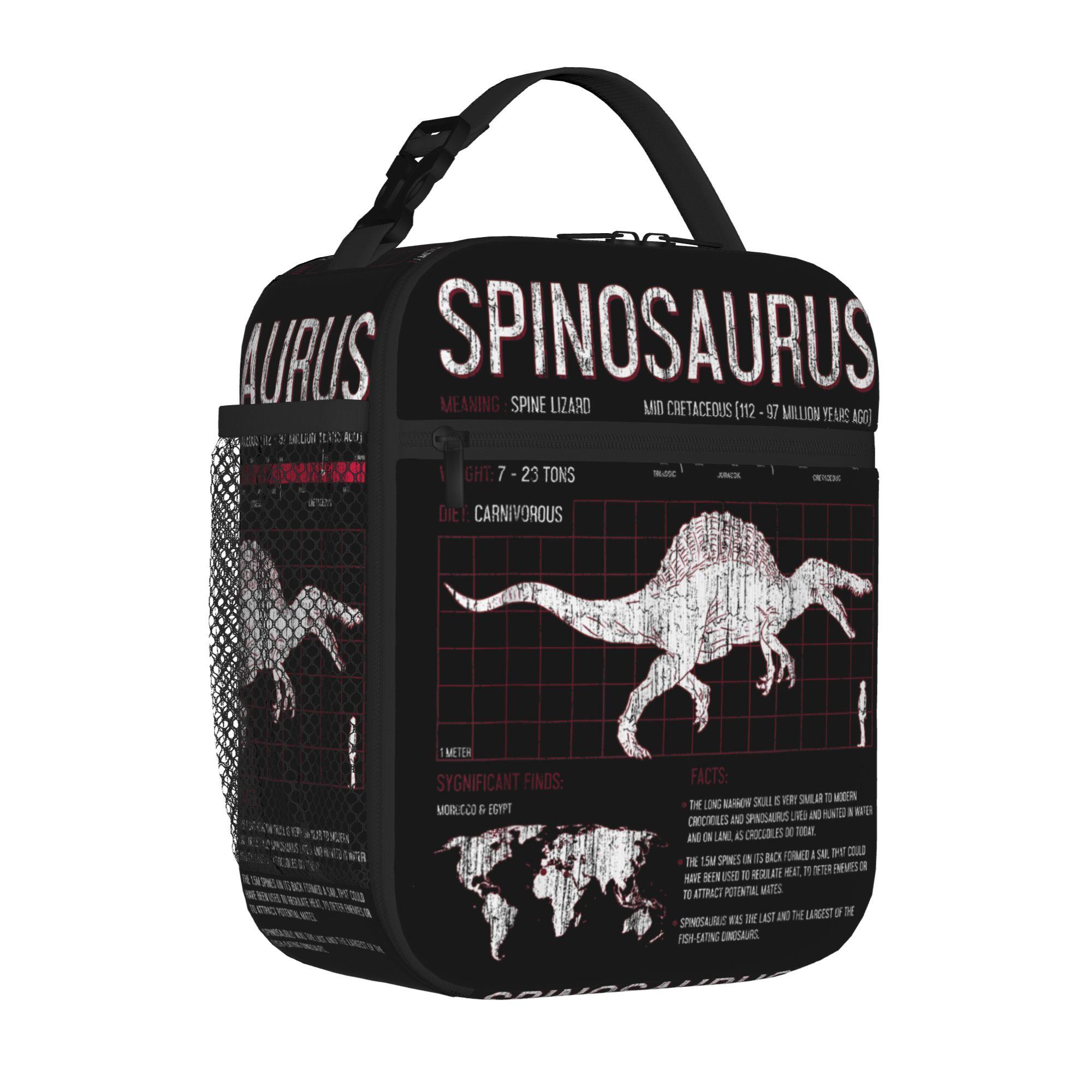 Jurassics Spinosaurus Dinosaur Facts World Insulated Lunch Bag Science Food Container Bags Portable Thermal Cooler Lunch Boxes One Size