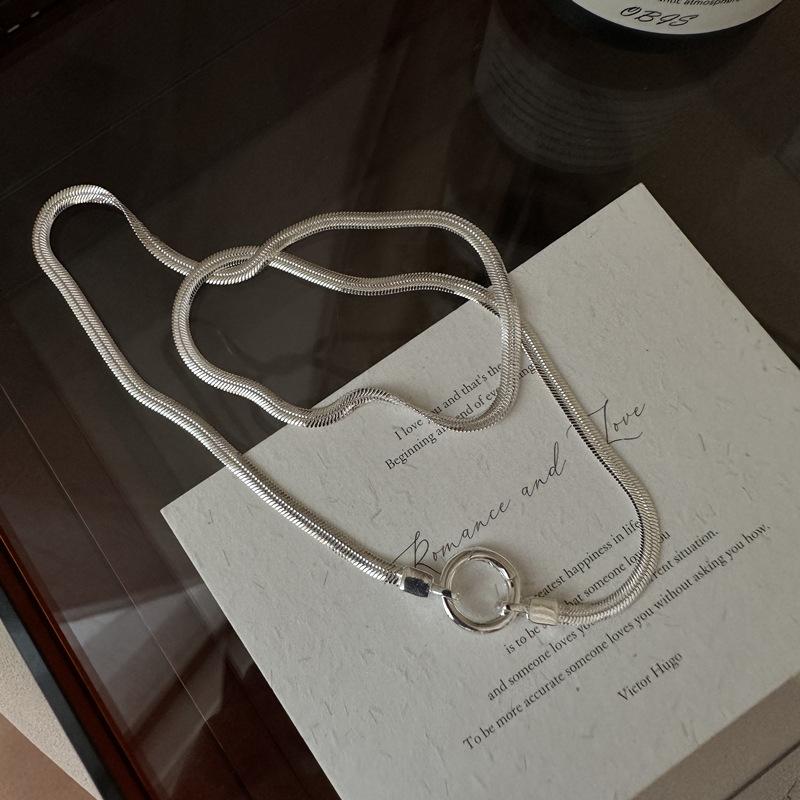 S925 Sterling Silver Niche Design Snake Bone Necklace Korean Style Simple Retro Collarbone Chain short style