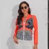 European and American Women's Slim Fit Printed Zipper Jacket - Autumn/Winter Collection