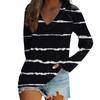 Women's Long Sleeved T-shirt V-neck Tie Dyed Floral Stripe Print Casual Top