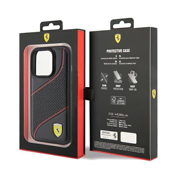 Ferrari Fehcp15Lpwak Iphone 15 Pro 6.1 Czarny/Black Hardcase Perforated Waves Metal Logo