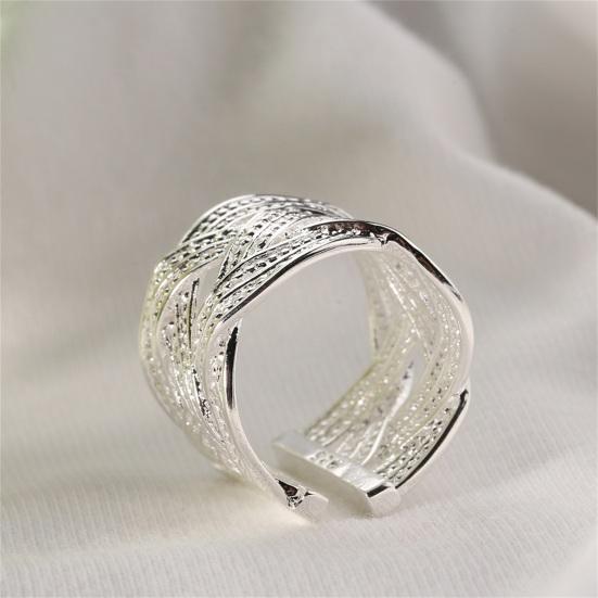 Ring Opening Ethnic Style Artificial Silver Plated Women Fashion Mesh Finger Ring for Wedding Party