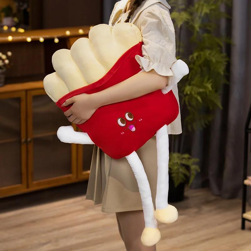 Soft Simulation Hamburger French Fries Plush Stuffed Toys Creative Food Bread Pillow Cushion for Girls Children Birthday Gifts