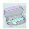 Double-layer Double-window Pencil Bag, Solid Color, Simple Multi-function, Large-capacity Storage Bag, Dirt-resistant Stationery Storage Bag