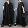 DIMANAF New 2026 Summer Women Plus Size Vintage Elegant Lady Long Dress Black Chiffon Loose Oversize Maxi Clothing